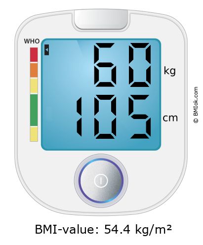 BMI 60 kg and 105 cm on the BMI calculator
