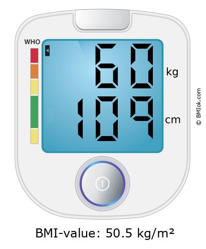 BMI 60 kg and 109 cm on the BMI calculator