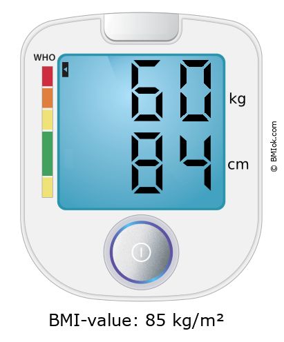 BMI 60 kg and 84 cm on the BMI calculator