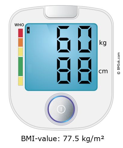 BMI 60 kg and 88 cm on the BMI calculator