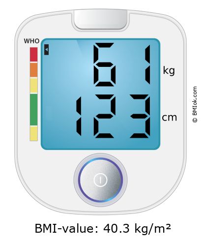BMI 61 kg and 123 cm on the BMI calculator