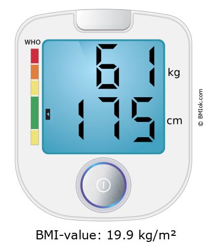 BMI 61 kg and 175 cm on the BMI calculator