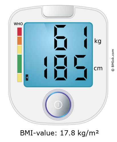 BMI 61 kg and 185 cm on the BMI calculator