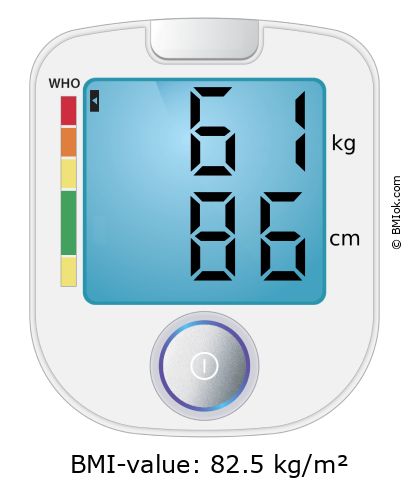 BMI 61 kg and 86 cm on the BMI calculator
