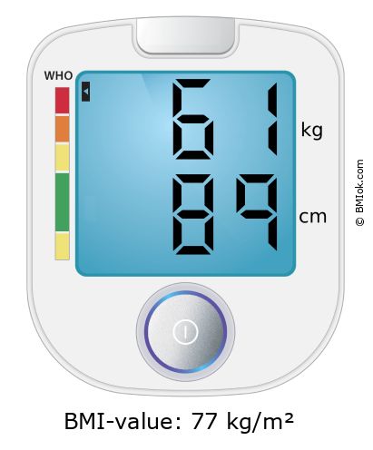 BMI 61 kg and 89 cm on the BMI calculator