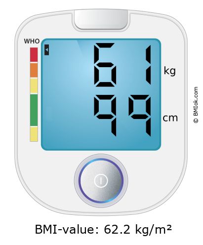 BMI 61 kg and 99 cm on the BMI calculator