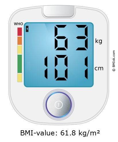 BMI 63 kg and 101 cm on the BMI calculator