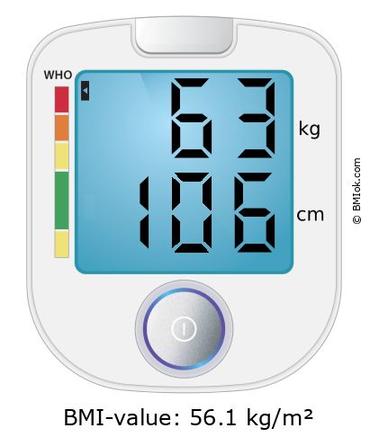 BMI 63 kg and 106 cm on the BMI calculator