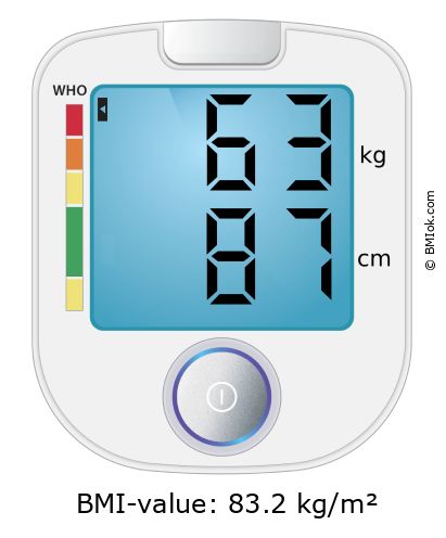BMI 63 kg and 87 cm on the BMI calculator