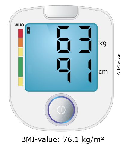 BMI 63 kg and 91 cm on the BMI calculator