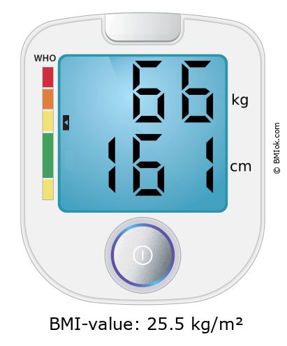 BMI 66 kg and 161 cm on the BMI calculator