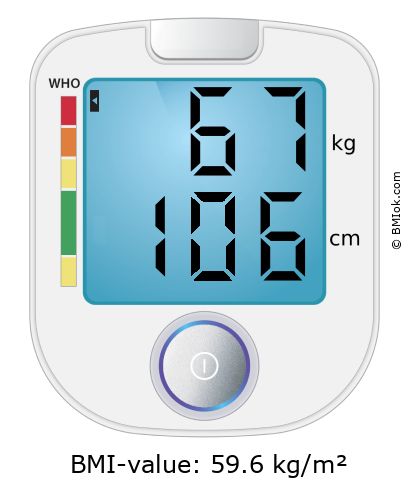 BMI 67 kg and 106 cm on the BMI calculator