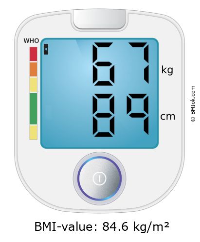 BMI 67 kg and 89 cm on the BMI calculator