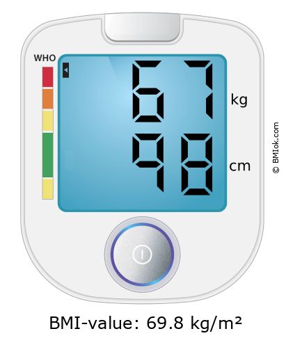BMI 67 kg and 98 cm on the BMI calculator