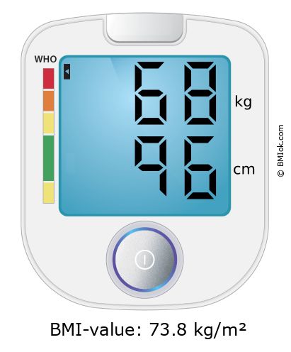 BMI 68 kg and 96 cm on the BMI calculator