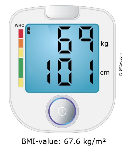BMI 69 kg and 101 cm on the BMI calculator