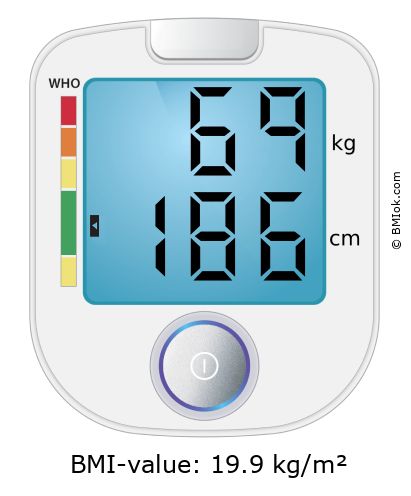 BMI 69 kg and 186 cm on the BMI calculator