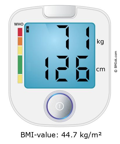 BMI 71 kg and 126 cm on the BMI calculator