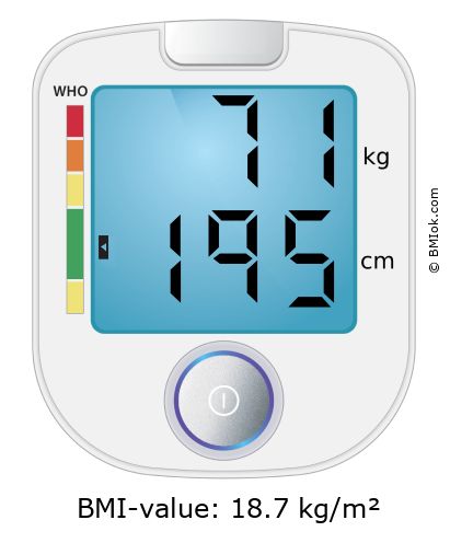 BMI 71 kg and 195 cm on the BMI calculator