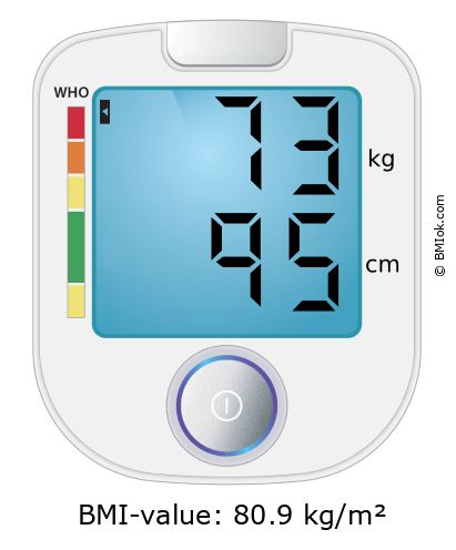 BMI 73 kg and 95 cm on the BMI calculator