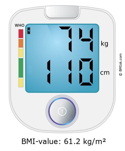 BMI 74 kg and 110 cm on the BMI calculator