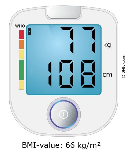 BMI 77 kg and 108 cm on the BMI calculator