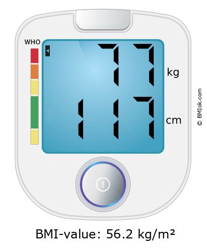BMI 77 kg and 117 cm on the BMI calculator
