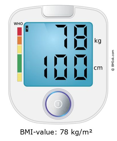 BMI 78 kg and 100 cm on the BMI calculator