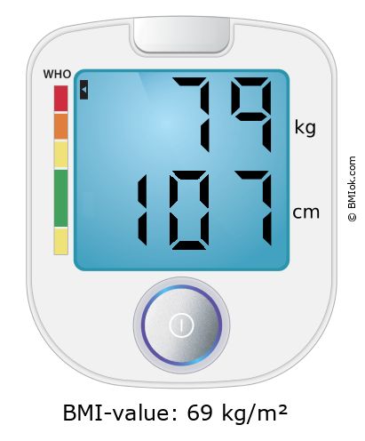 BMI 79 kg and 107 cm on the BMI calculator
