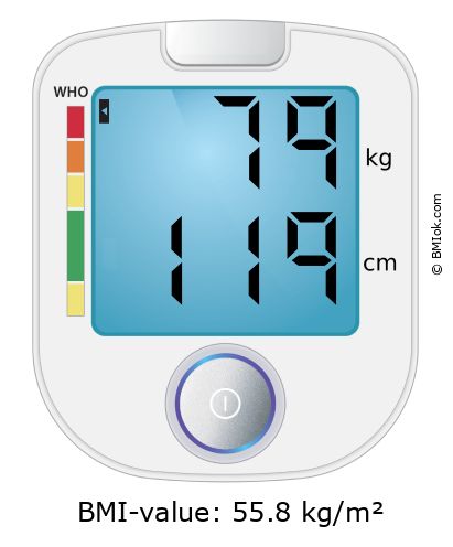 BMI 79 kg and 119 cm on the BMI calculator
