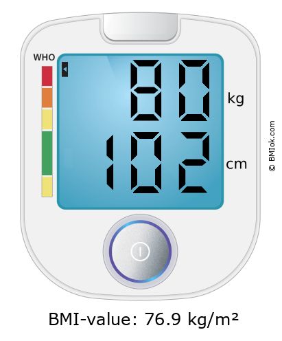 BMI 80 kg and 102 cm on the BMI calculator