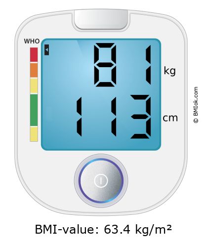 BMI 81 kg and 113 cm on the BMI calculator