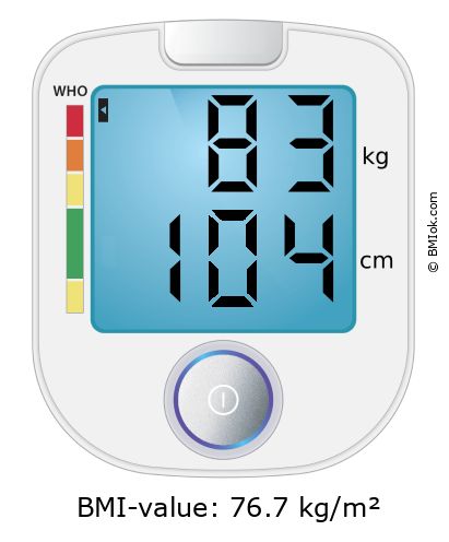 BMI 83 kg and 104 cm on the BMI calculator