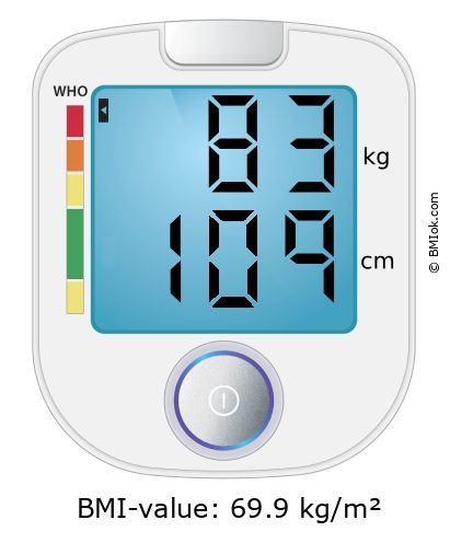 BMI 83 kg and 109 cm on the BMI calculator