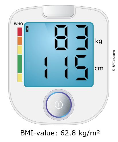 BMI 83 kg and 115 cm on the BMI calculator
