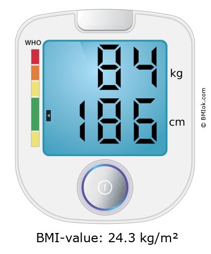 BMI 84 kg and 186 cm on the BMI calculator