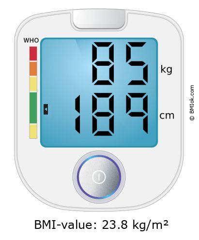 BMI 85 kg and 189 cm on the BMI calculator