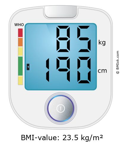 BMI 85 kg and 190 cm on the BMI calculator