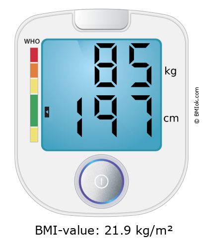 BMI 85 kg and 197 cm on the BMI calculator