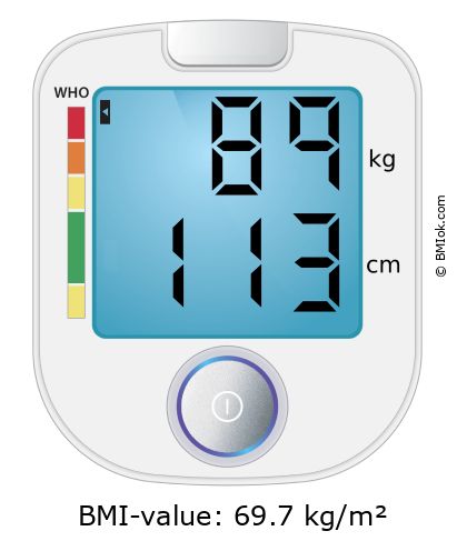 BMI 89 kg and 113 cm on the BMI calculator