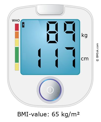BMI 89 kg and 117 cm on the BMI calculator