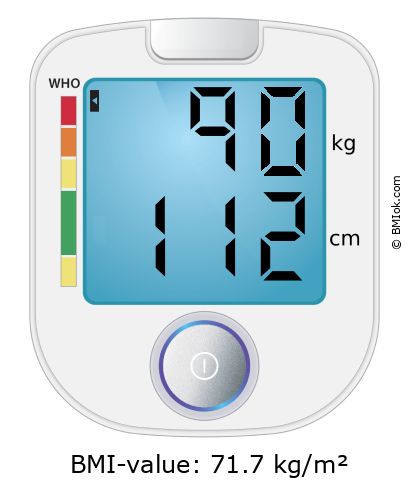 BMI 90 kg and 112 cm on the BMI calculator