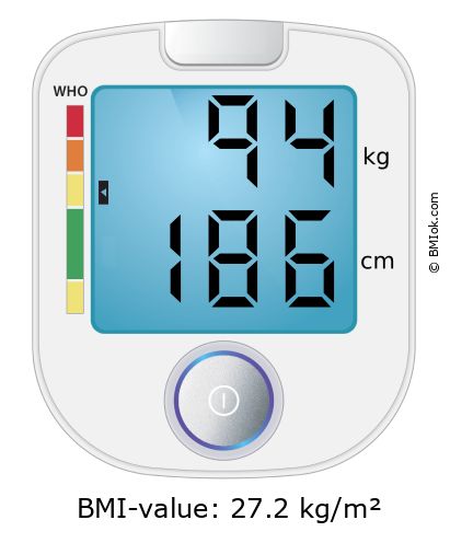 BMI 94 kg and 186 cm on the BMI calculator