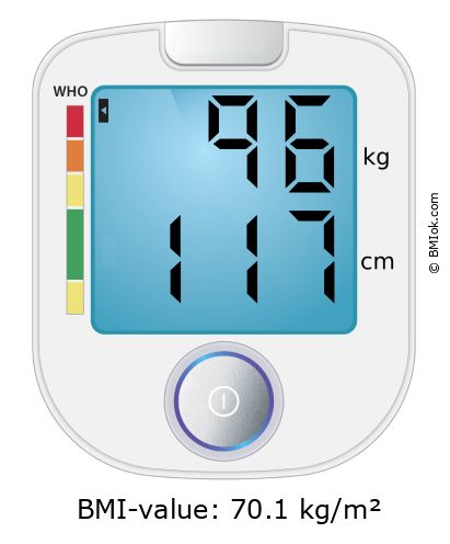 BMI 96 kg and 117 cm on the BMI calculator