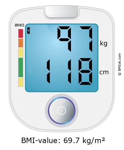BMI 97 kg and 118 cm on the BMI calculator