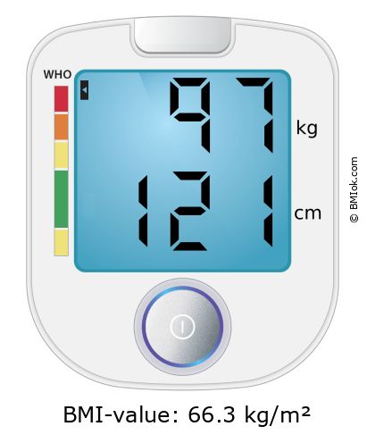 BMI 97 kg and 121 cm on the BMI calculator